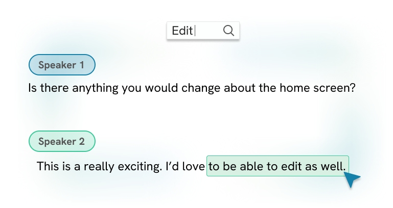 a searchable transcript with one quote highlighted