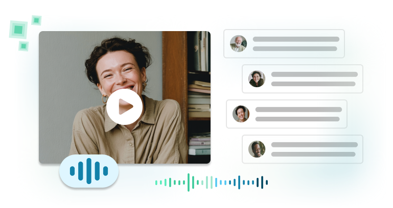 A visual of a user interview with a woman that can be placed within other interviews and then a deck