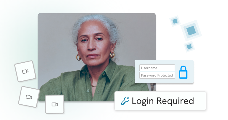 Login visualization of a woman with different locks and logins and videos